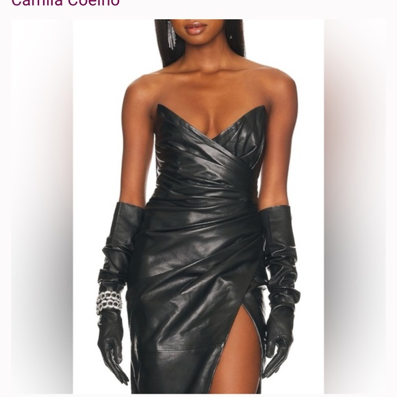 100% black leather Revolve dress. Strapless. Absolutely gorgeous. - Picture 1 of 3